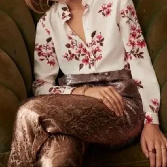 Sezane Floral Blouse in White and Pink - Picture 4 of 4